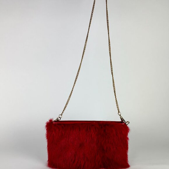 Bold Red Faux Fur Purse with Gold Chain – Glam Statement Bag by alexsusosnu Like - Picture 9 of 9